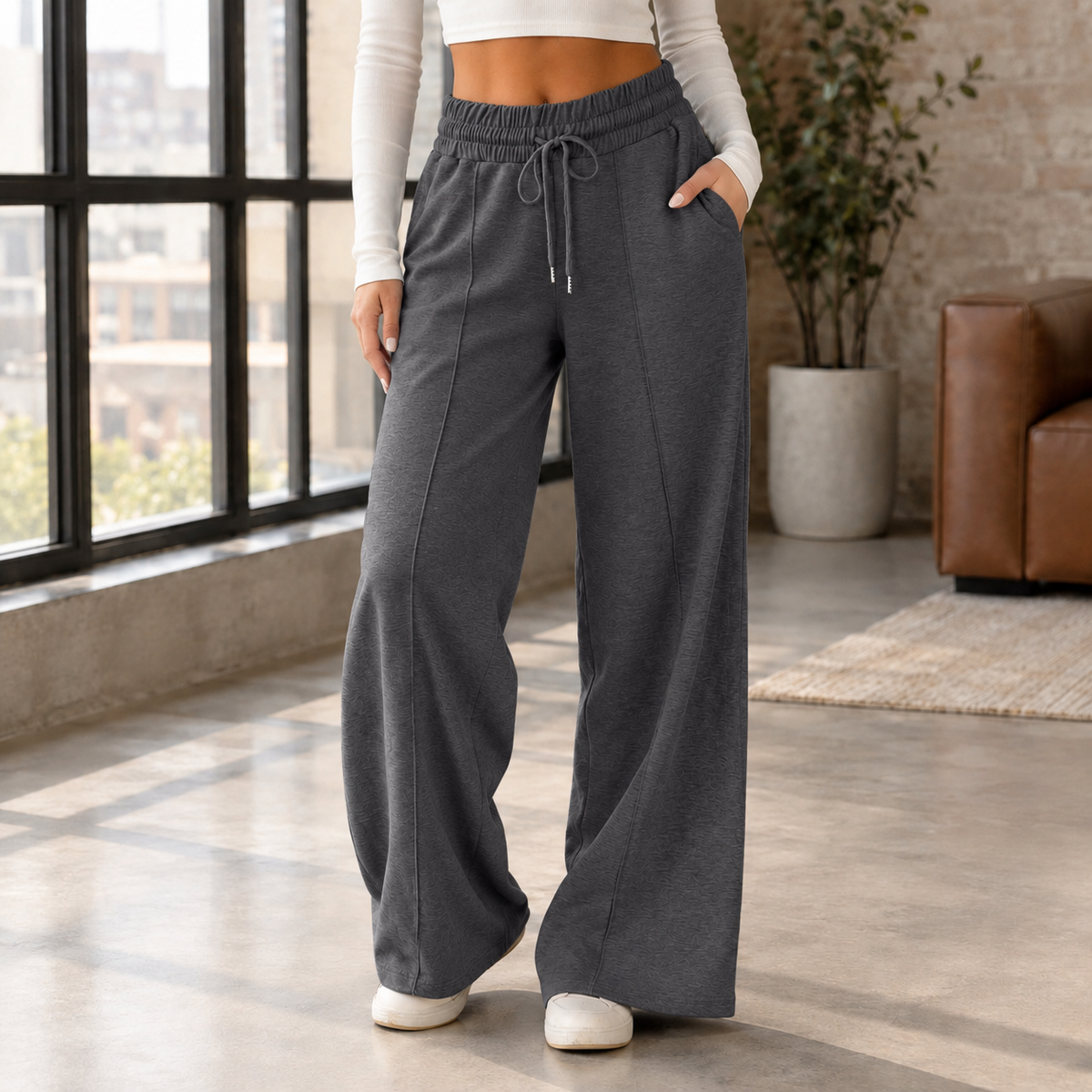 Hyacinth Wide Leg Pants - Dark Gray