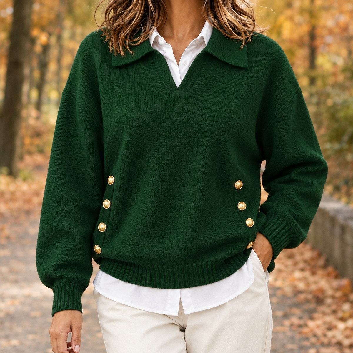 Katia Collared Sweater - Green