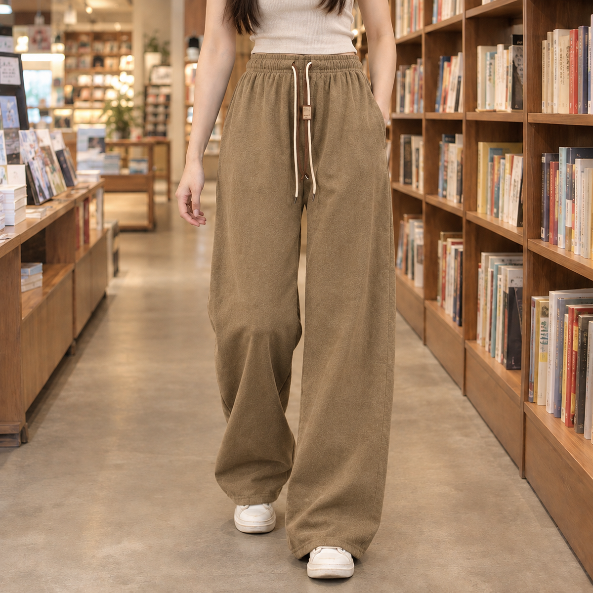 Hildegarde Wide Leg Pants - Khaki
