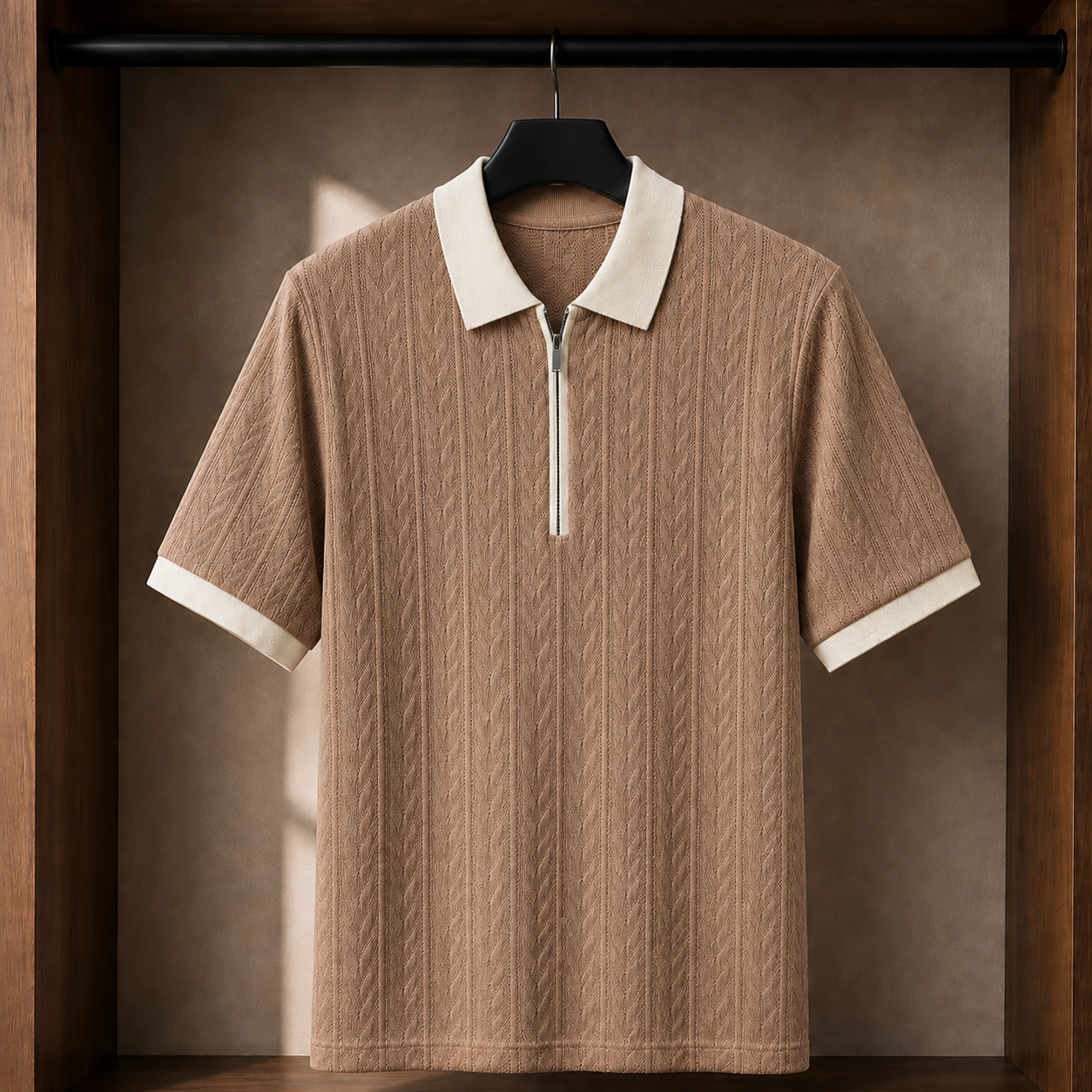 Stellan Jacquard Polo - Coffee Color