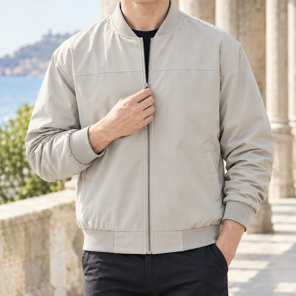 Barnabas Stand Collar Jacket - Light Khaki