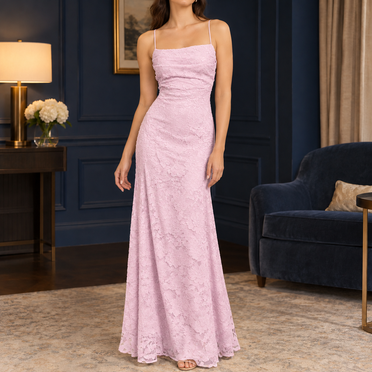 Leila Cowl Maxi Dress - Pink