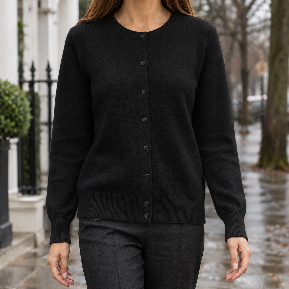 Zelda Cotton Cardigan - Black