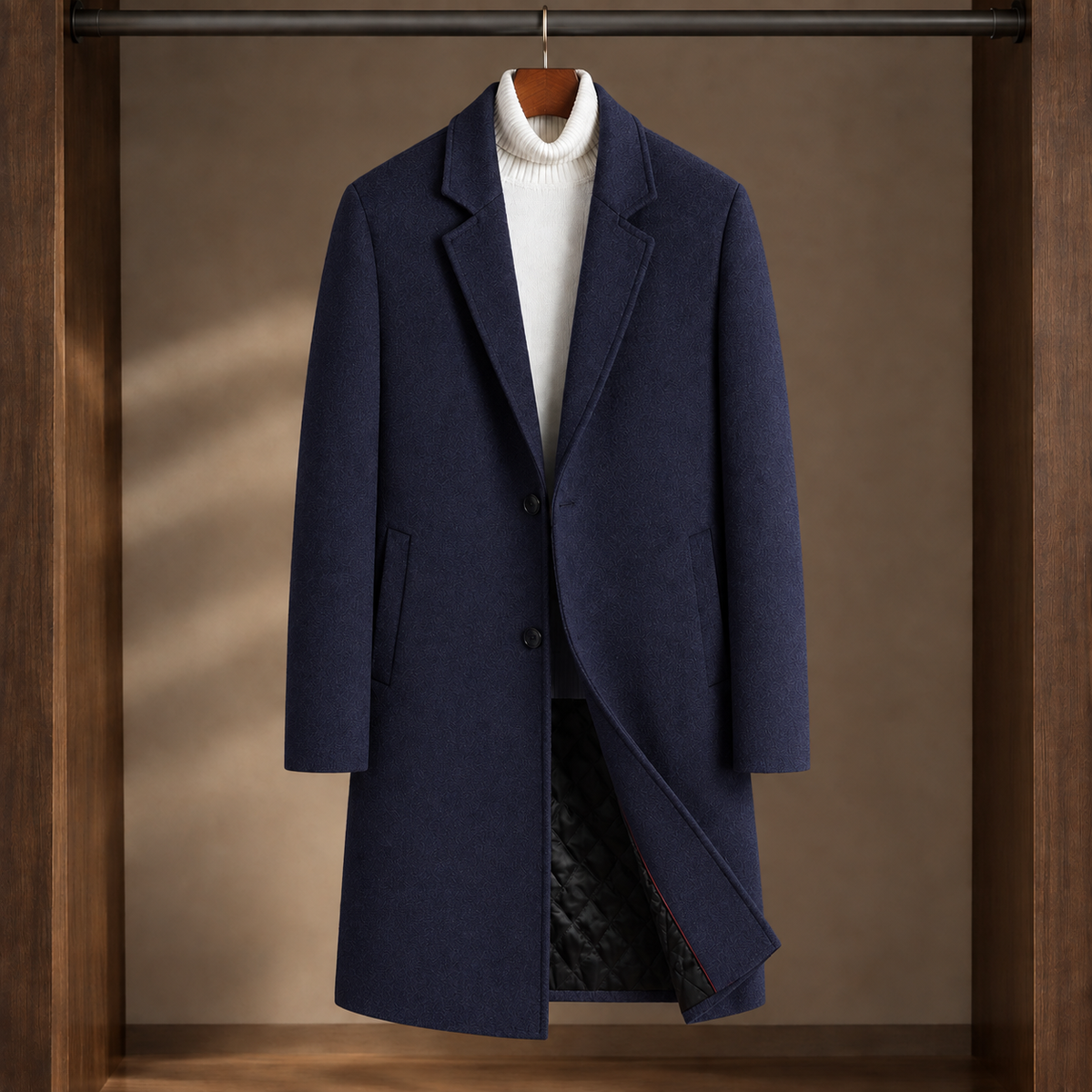 Charlie Tailored Overcoat - Navy Blue