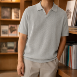 Louis Open-Collar Polo - Gray