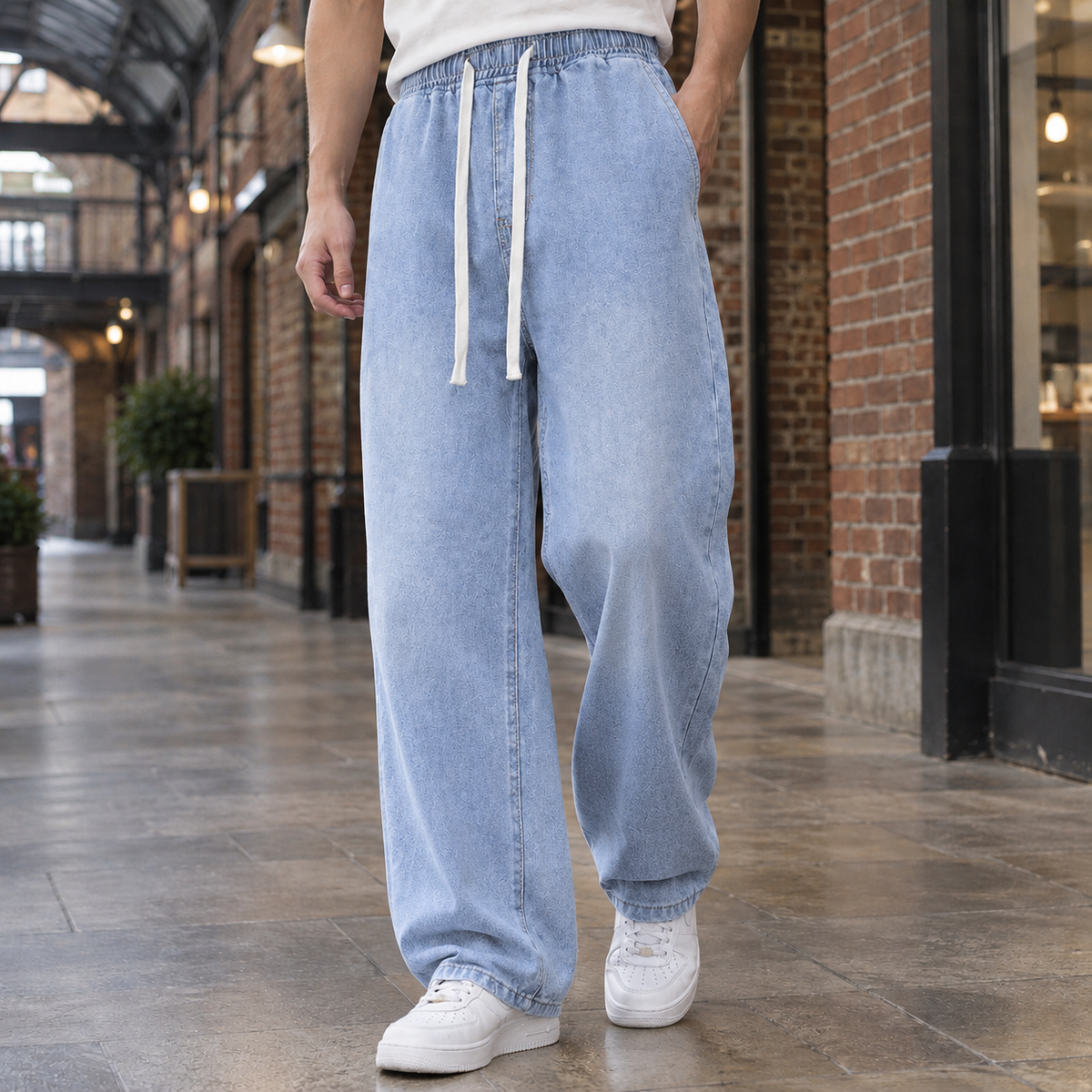 Alfred Wide Leg Jeans - Light Blue