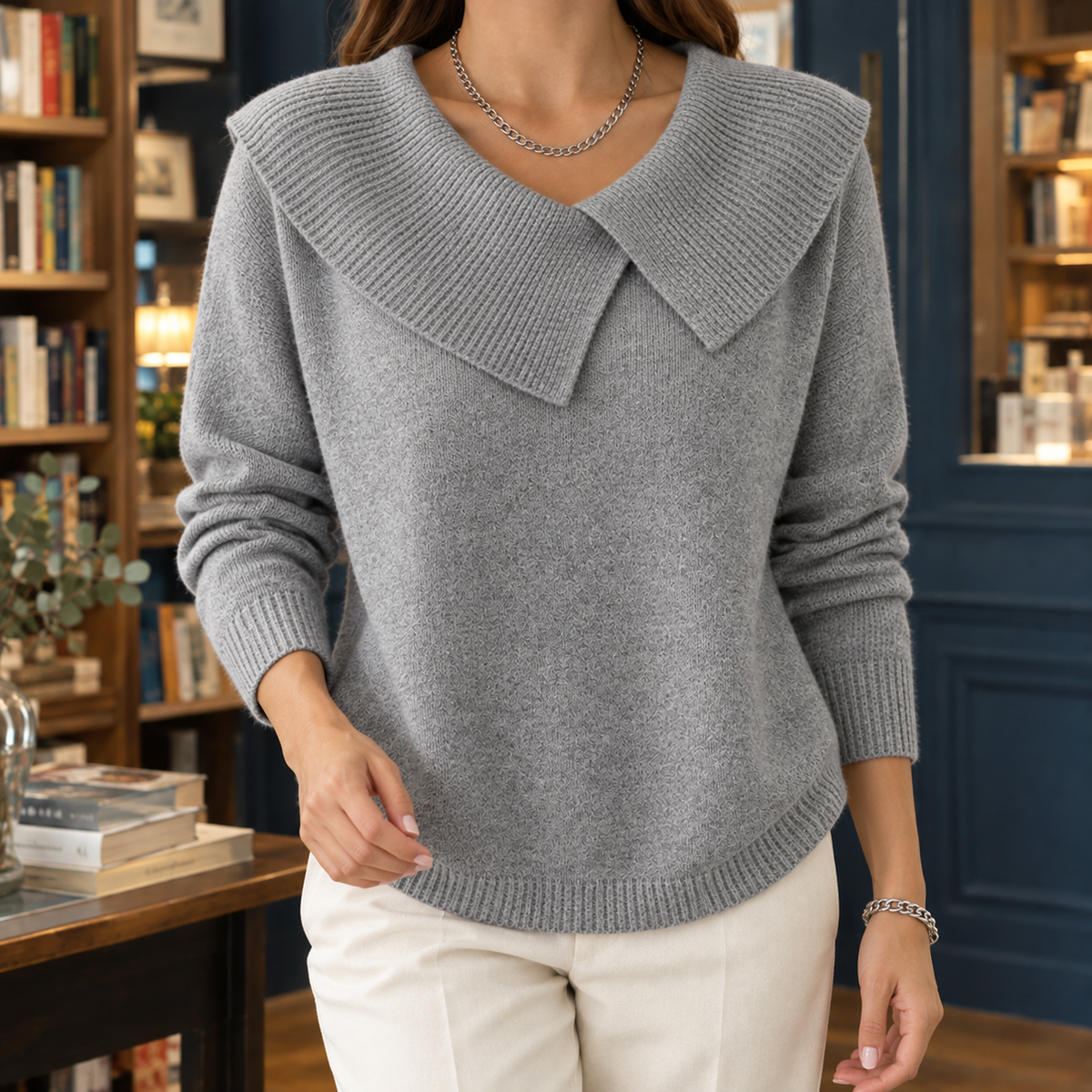 Millie Collared Sweater - Gray