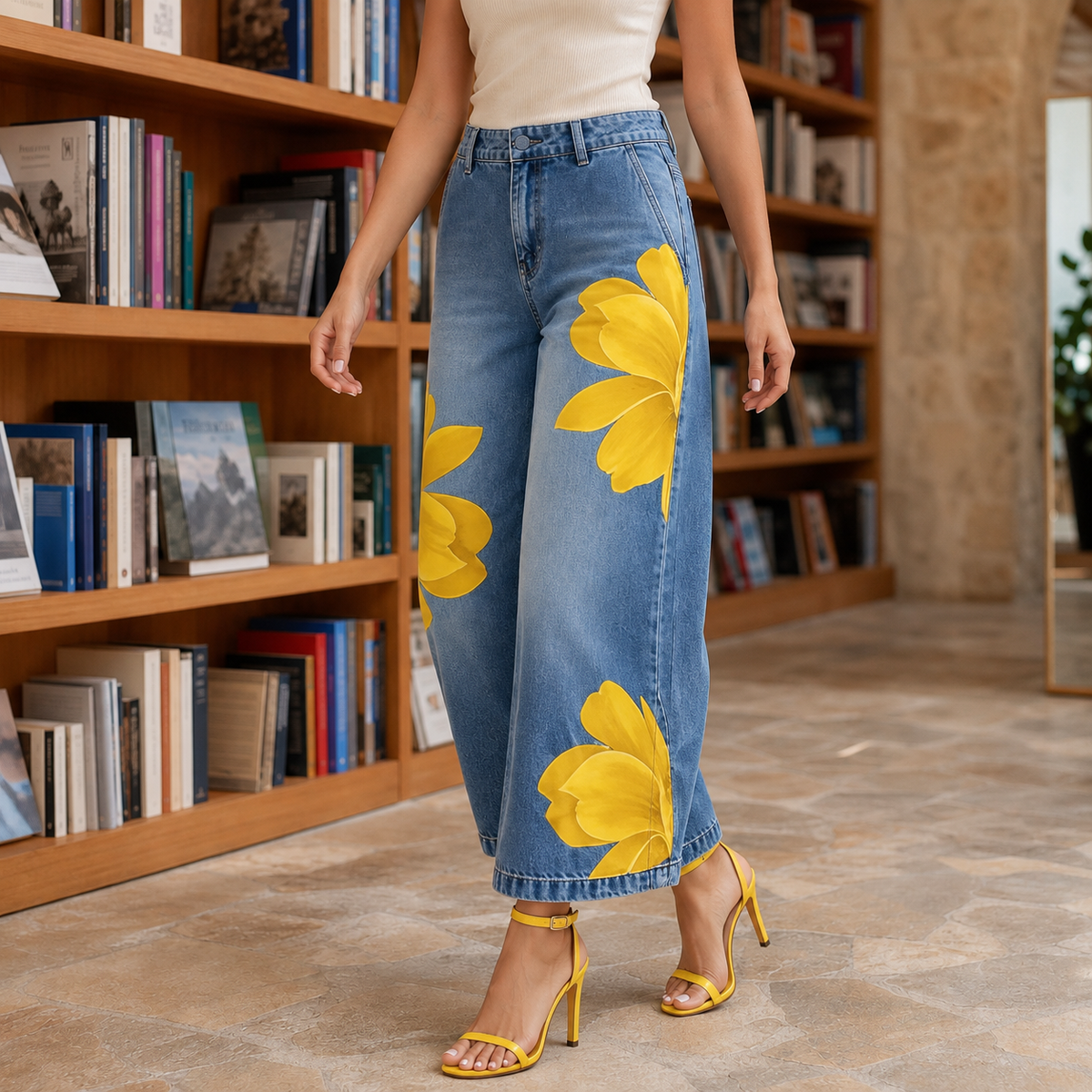 Tabitha Floral Wide Leg Pants - Yellow