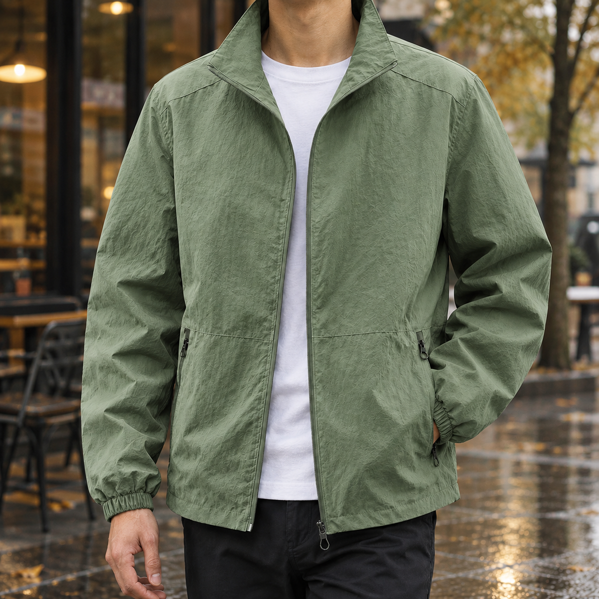 Wilfred Lightweight Zip Jacket - Military Green