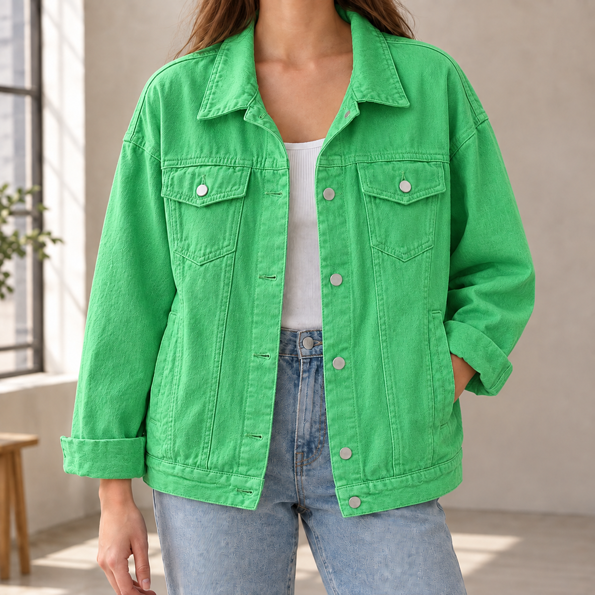 Nicolette Denim Overshirt - Green