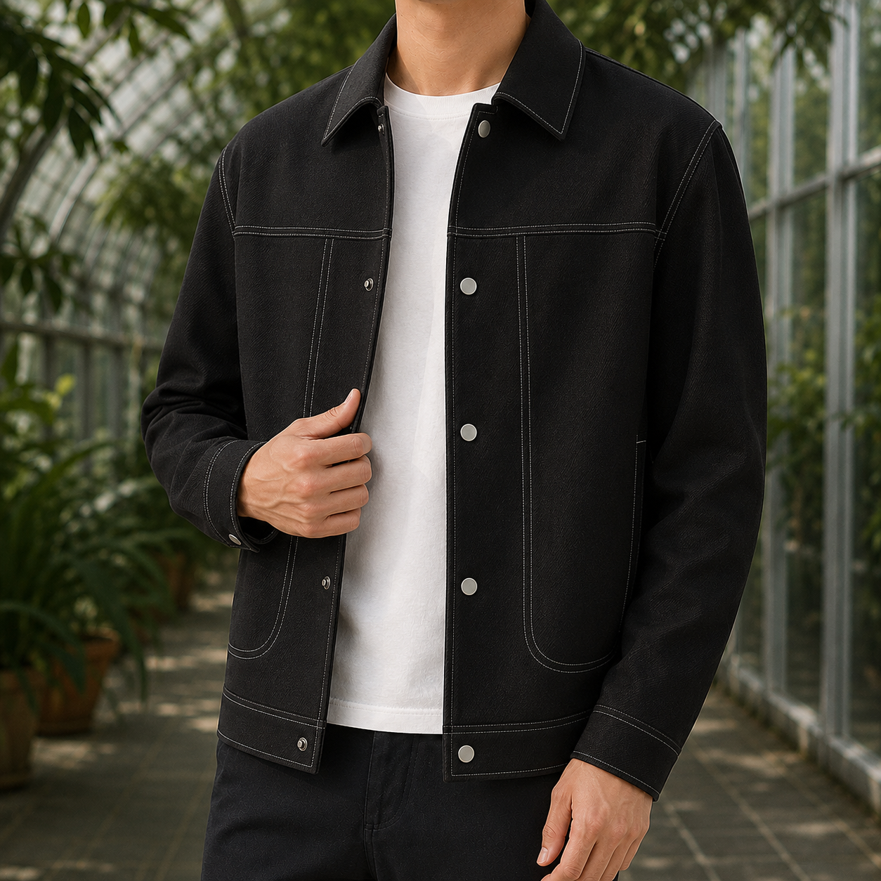 Wilder Contrast Stitch Jacket - Black