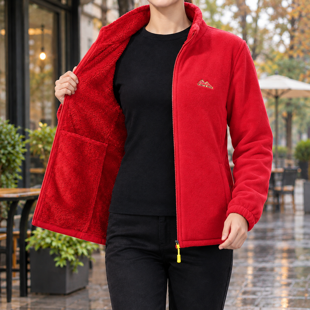 Geraldine Fleece Jacket - Big Red Coral