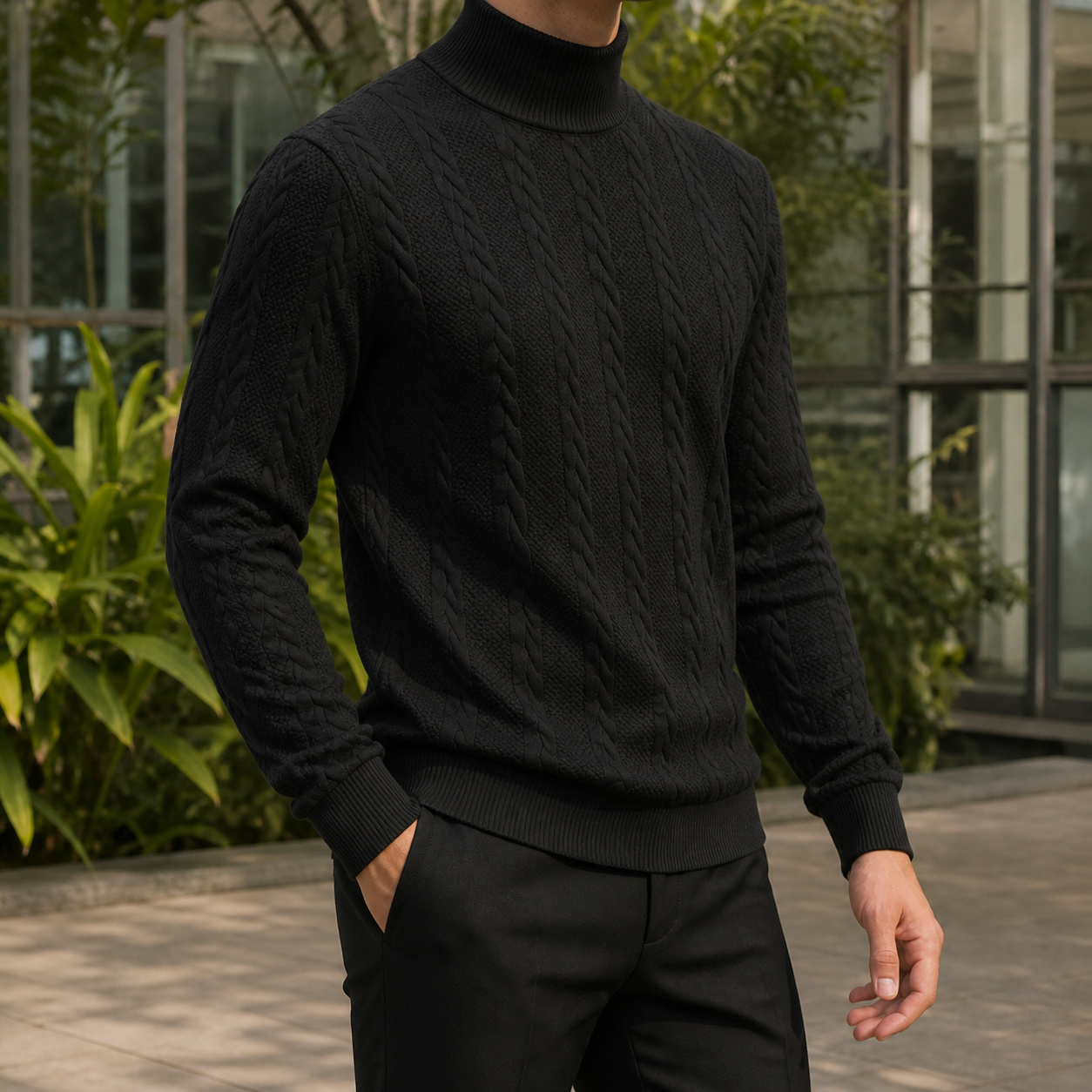 Finnian Cable Sweater - Black
