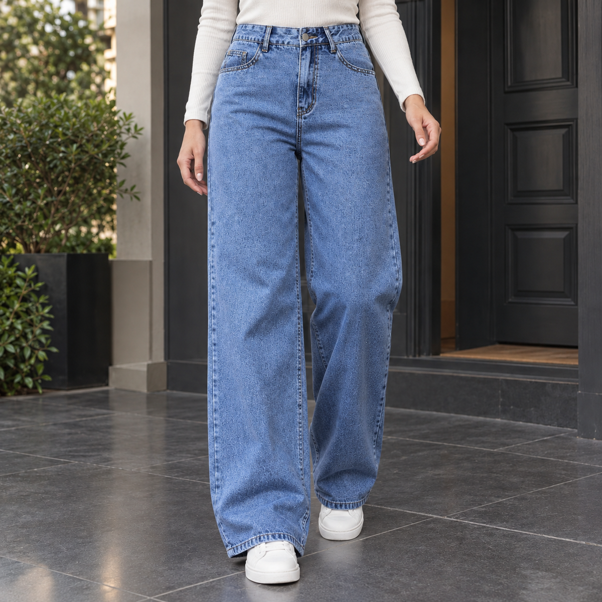 Selena Wide Leg Jeans - Medium Blue