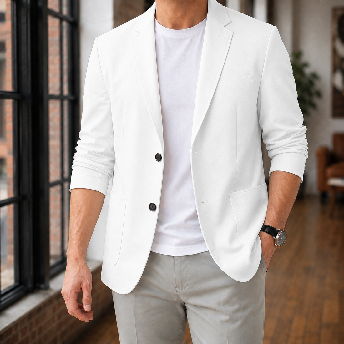 Beckett Notch Lapel Blazer - White