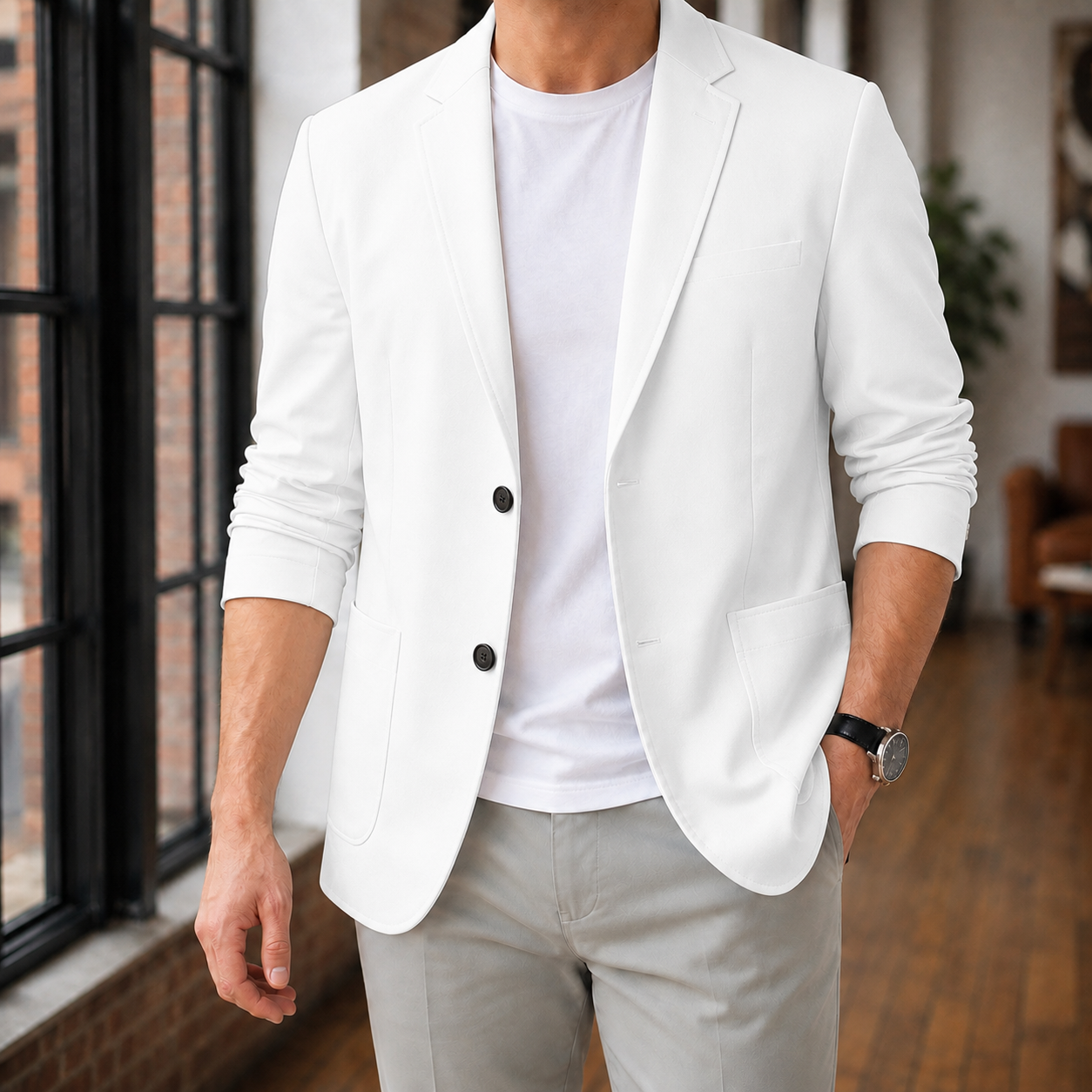 Beckett Notch Lapel Blazer - White