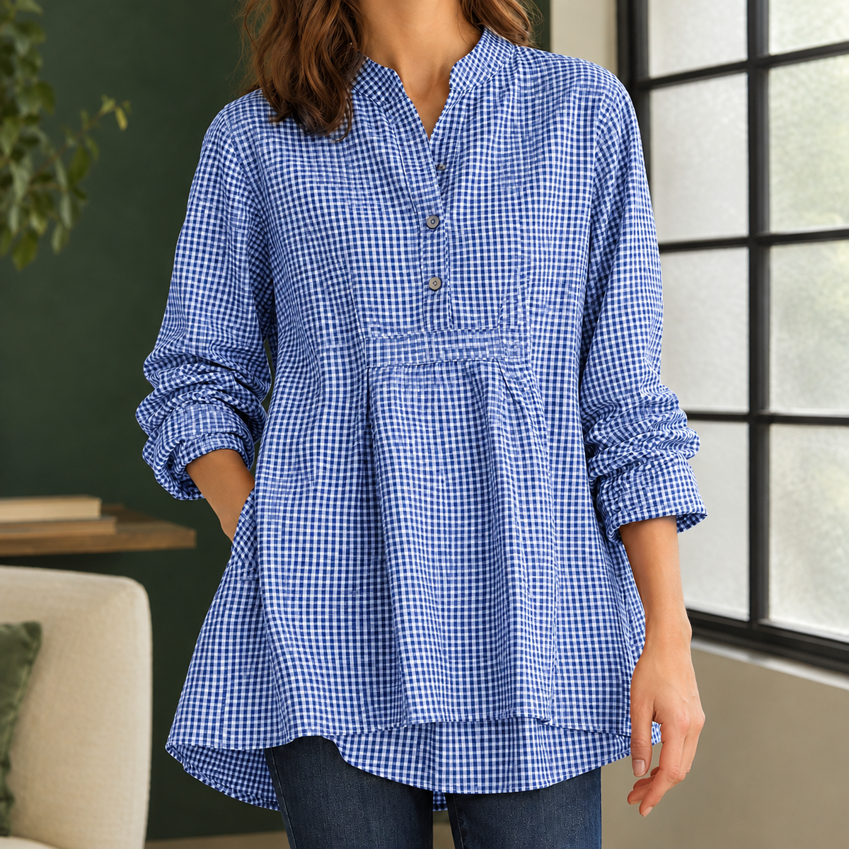 Halcyon Stand Collar Top - Blue