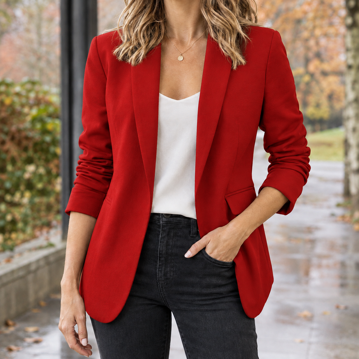 Georgia Tailored Blazer - Red