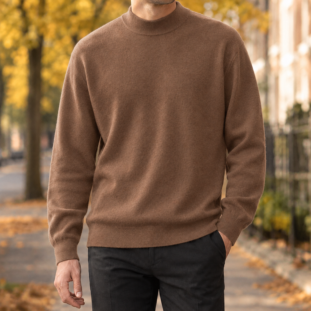 Rhys Mock Neck Sweater - Camel