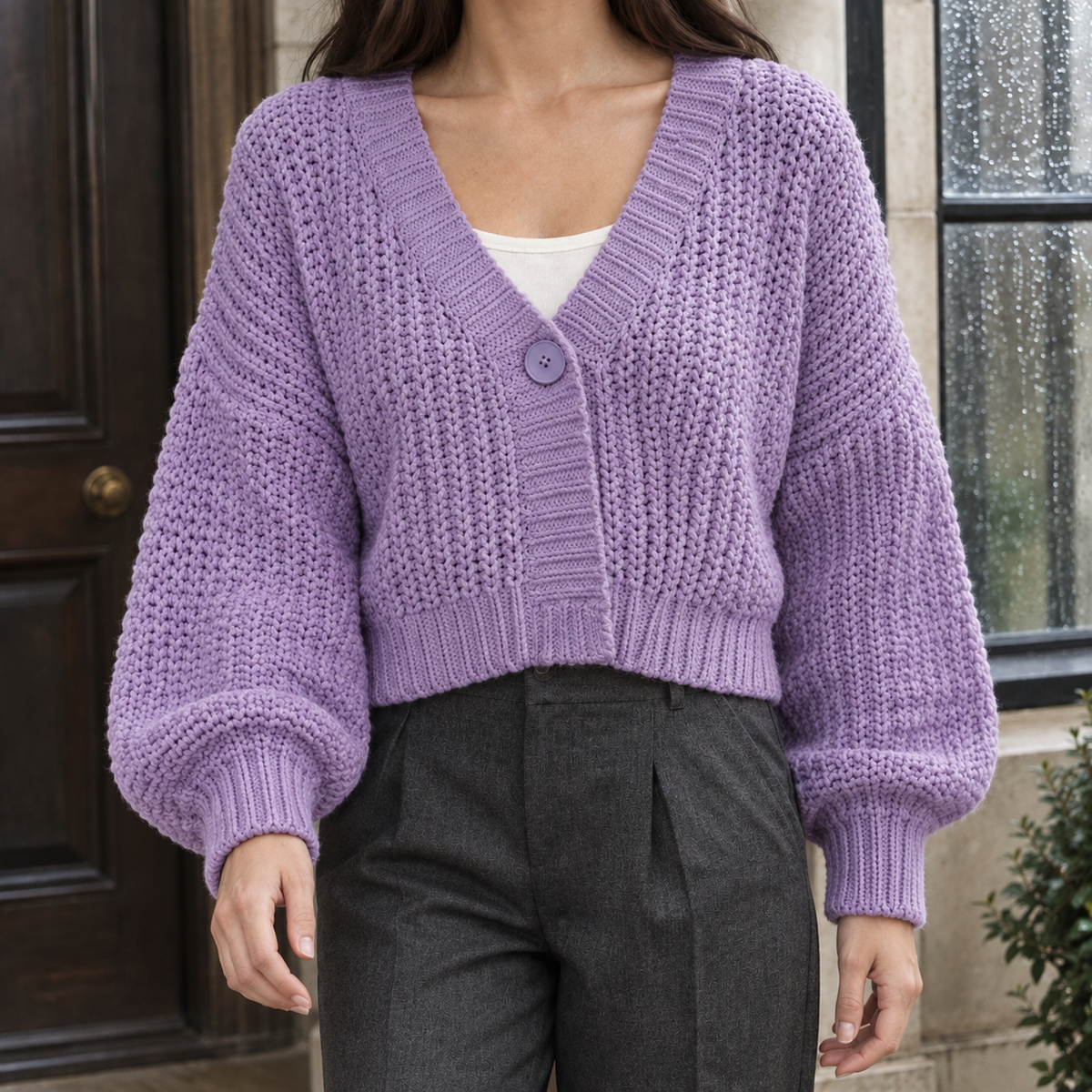 Azalea Chunky Cardigan - Purple