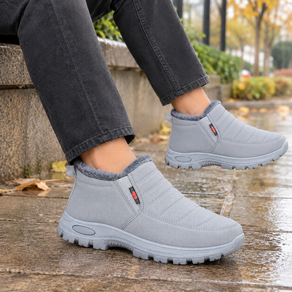 Isernia Plush Lined Ankle Boots - Gray