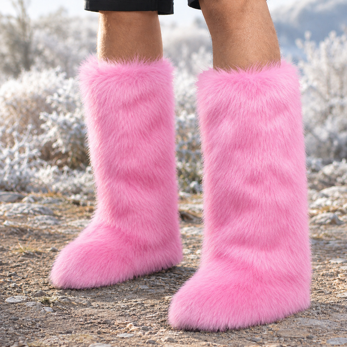 Scaligeri Faux Fur Boots - Pink