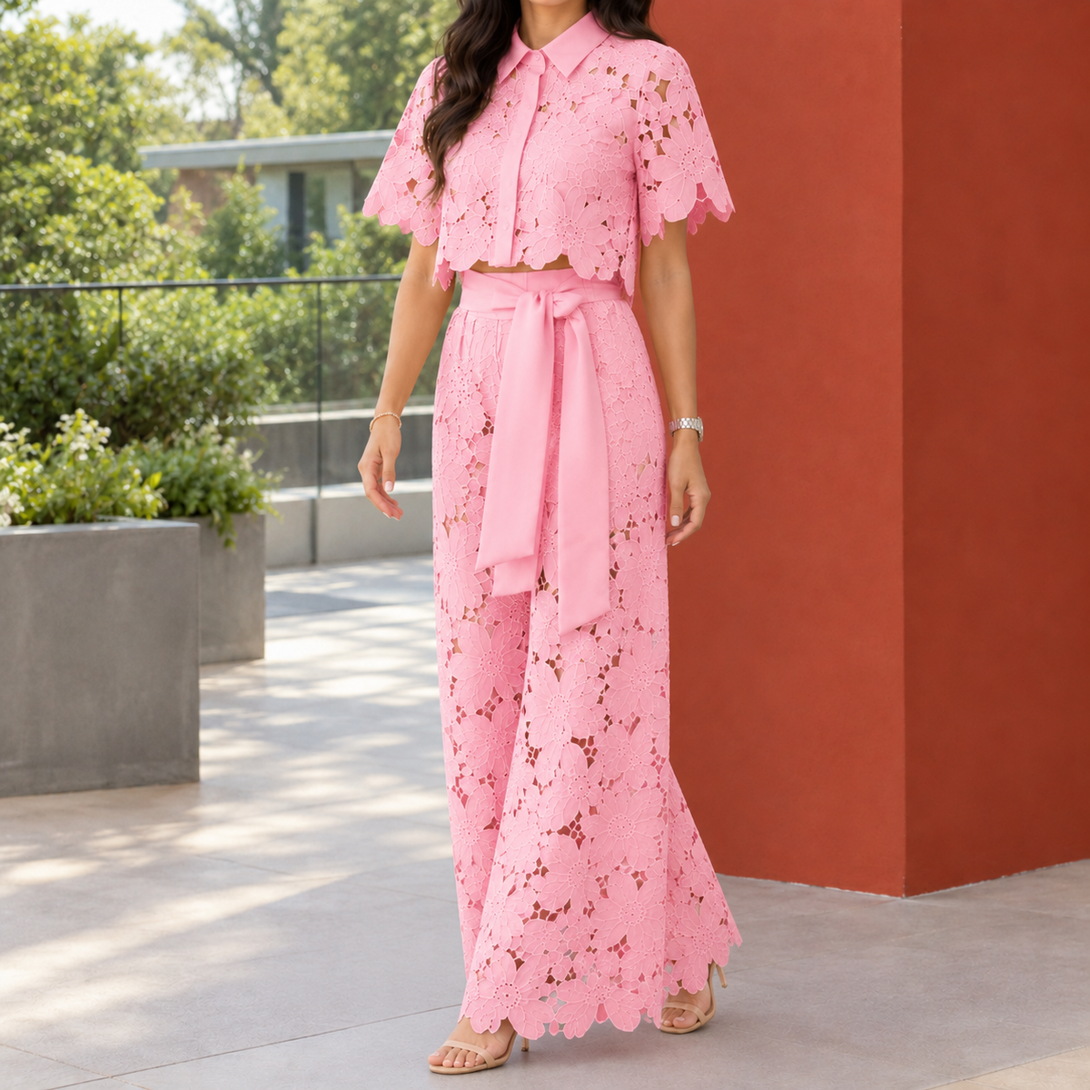 Evelina Wide Leg Set - Pink