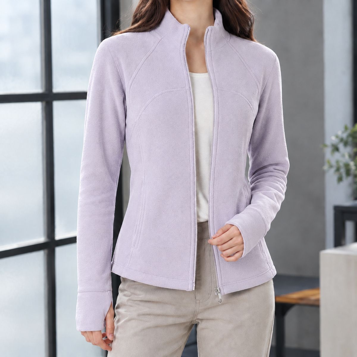 Diana Stand Collar Jacket - Taro Purple