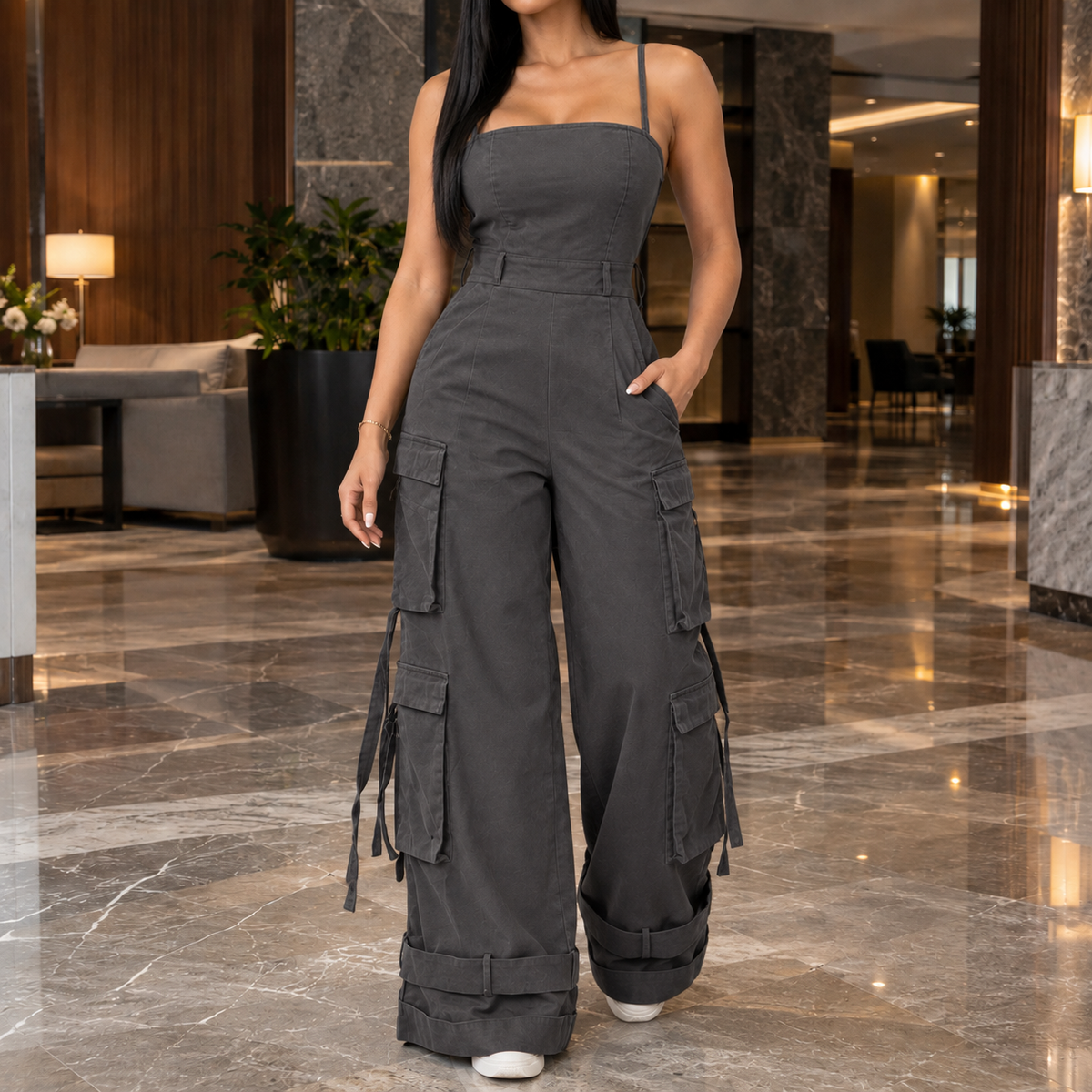 Eleanora Wide Leg Jumpsuit - Gray
