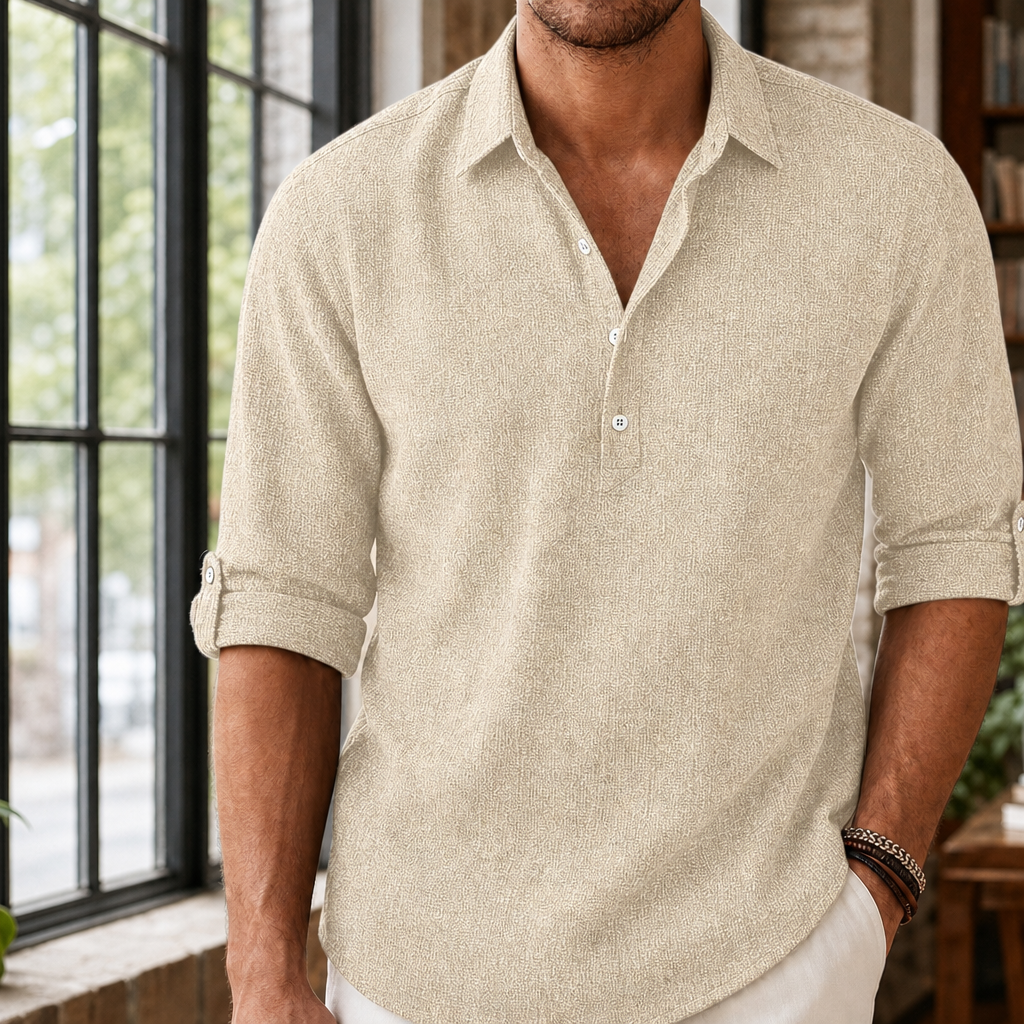 Leon Popover Shirt - Beige