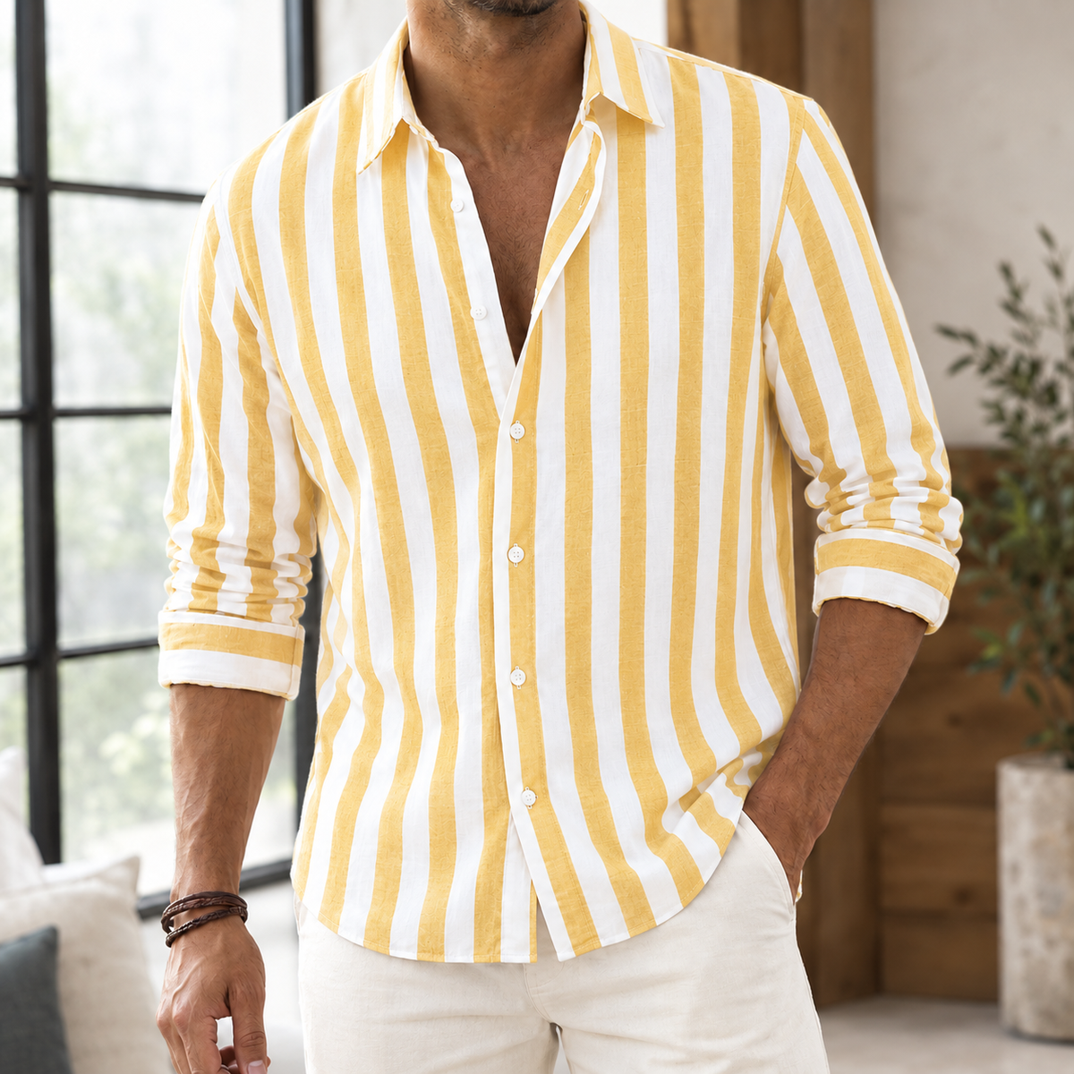 Arend Relaxed Stripe Shirt - Yellow