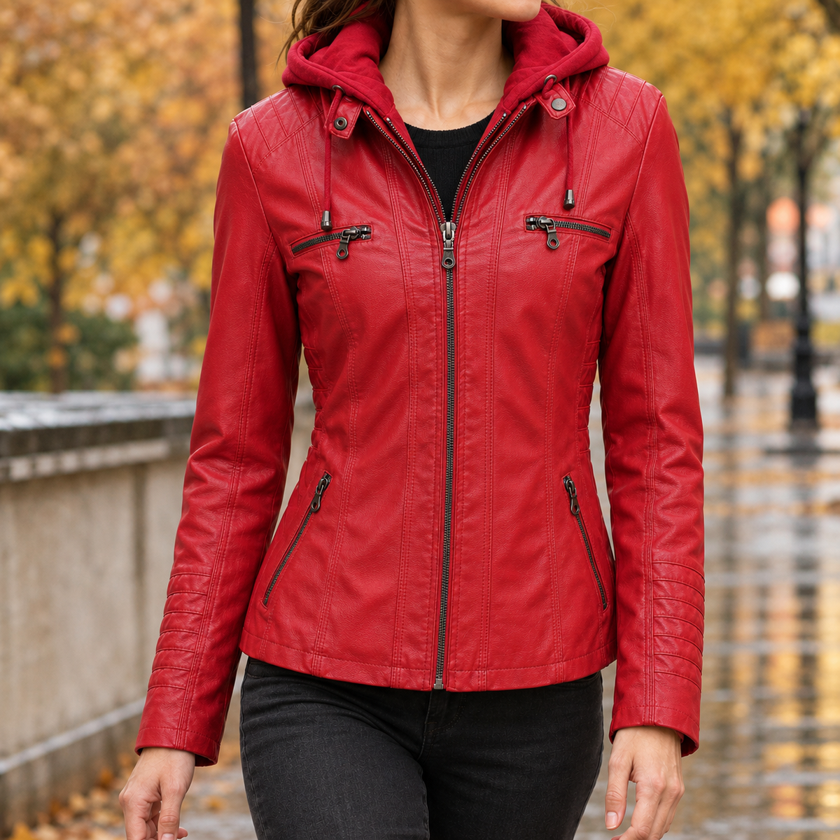 Ernestine Hooded Jacket - Date Red