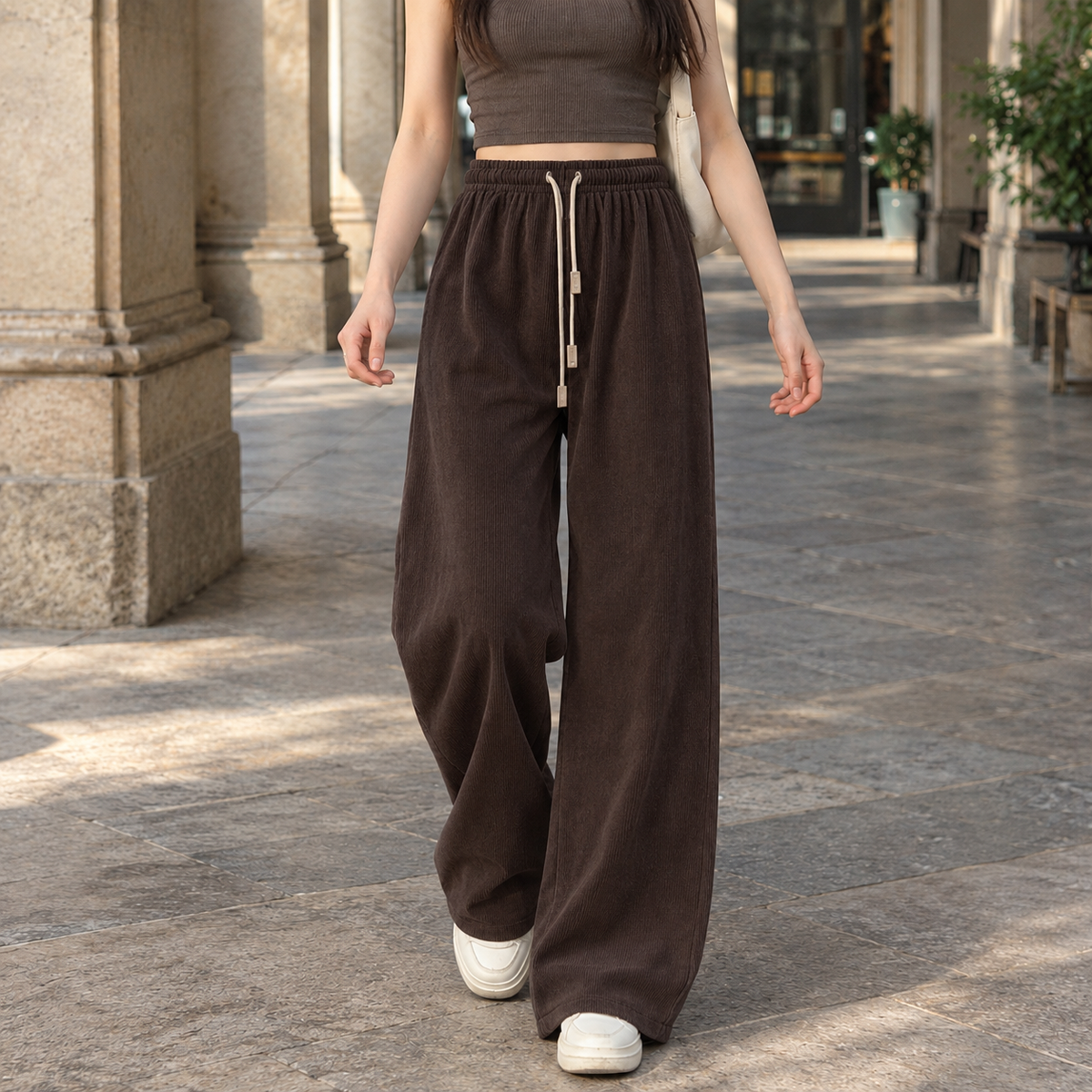 Carina Wide Leg Pants - Brown