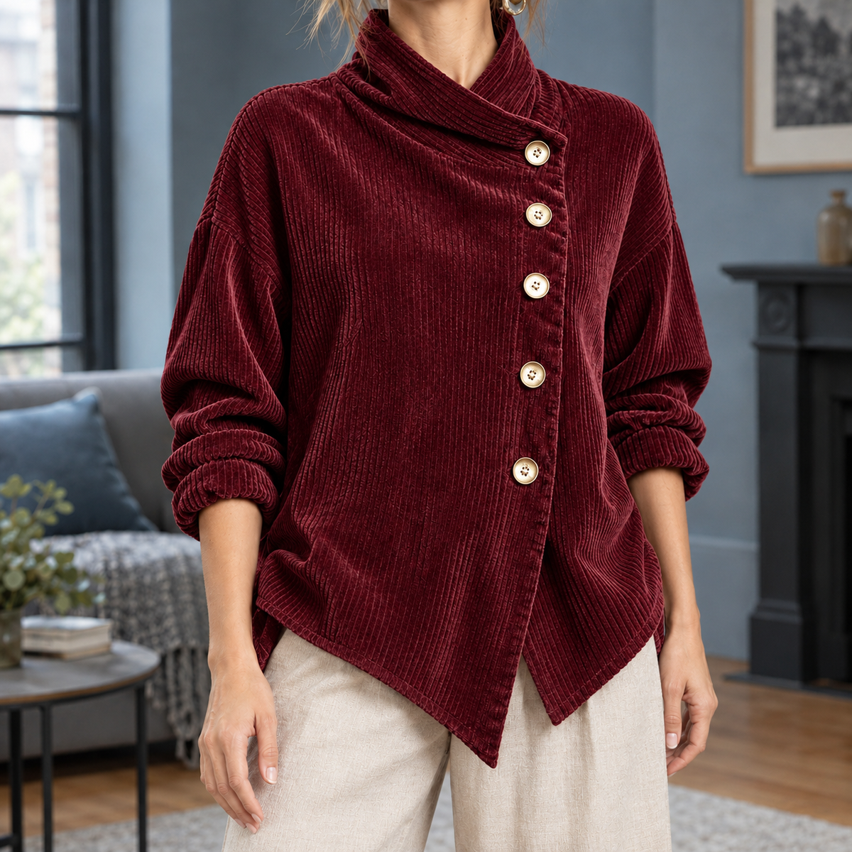 Alexandra Asymmetric Top - Wine Red