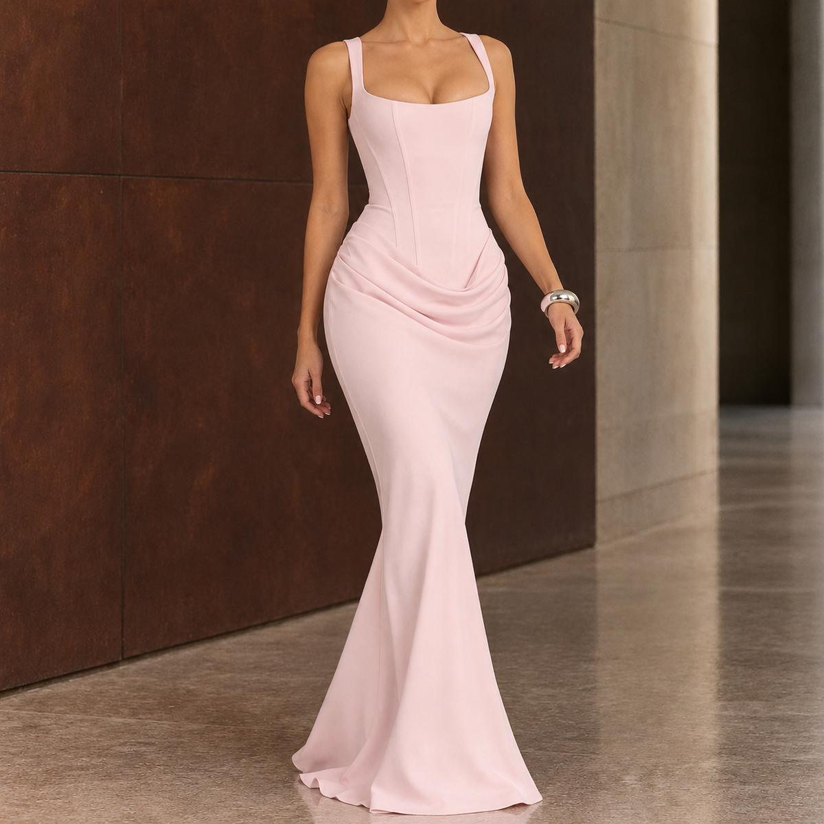 Leonie Corset Maxi Dress - Pink