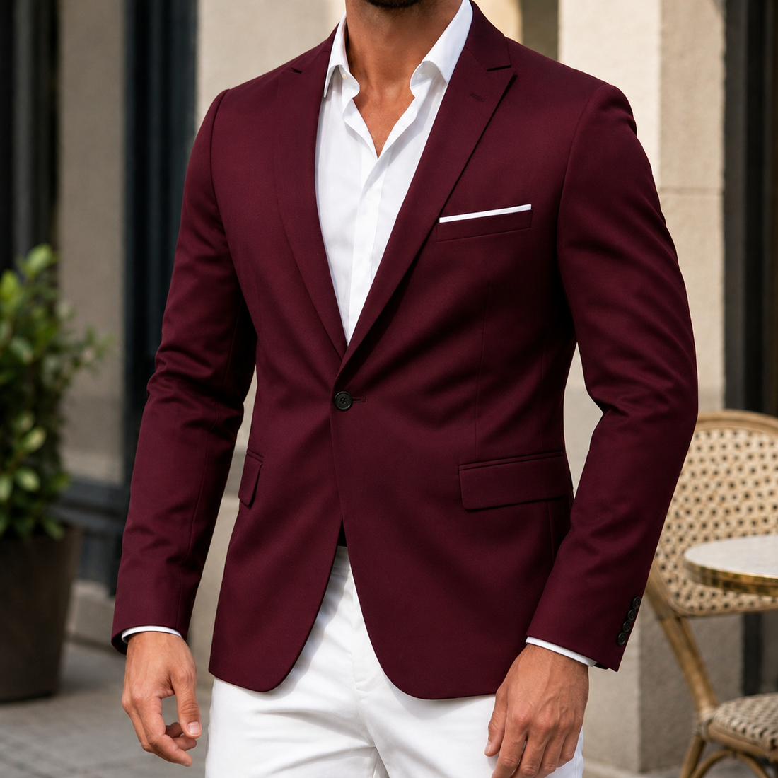 Bastien Single-Button Blazer - Red