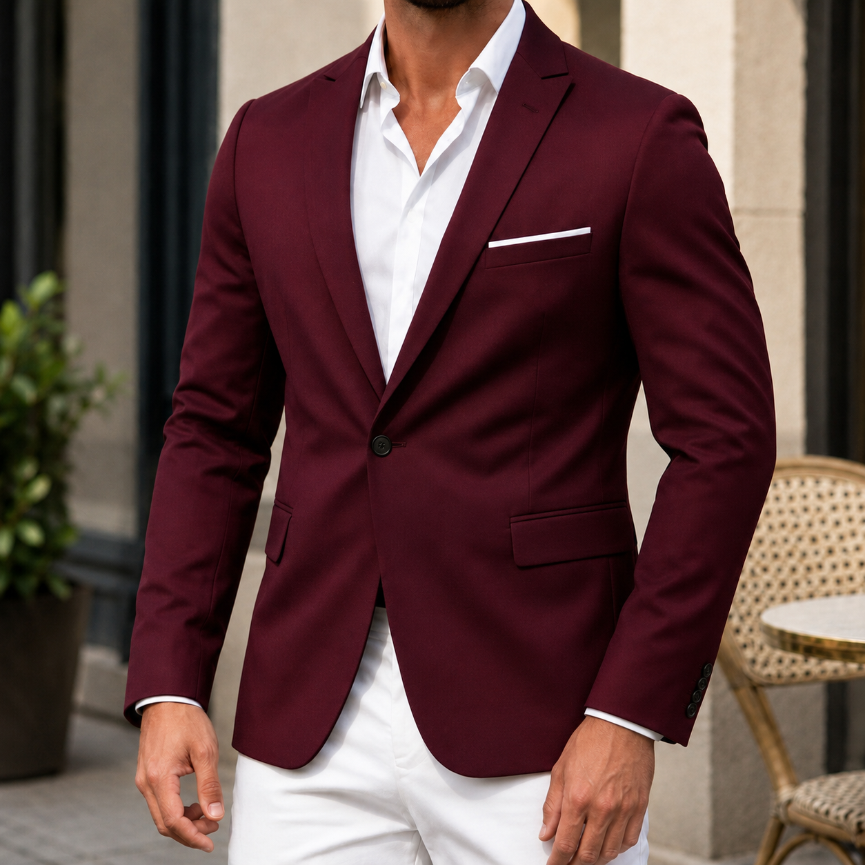 Bastien Single-Button Blazer - Red