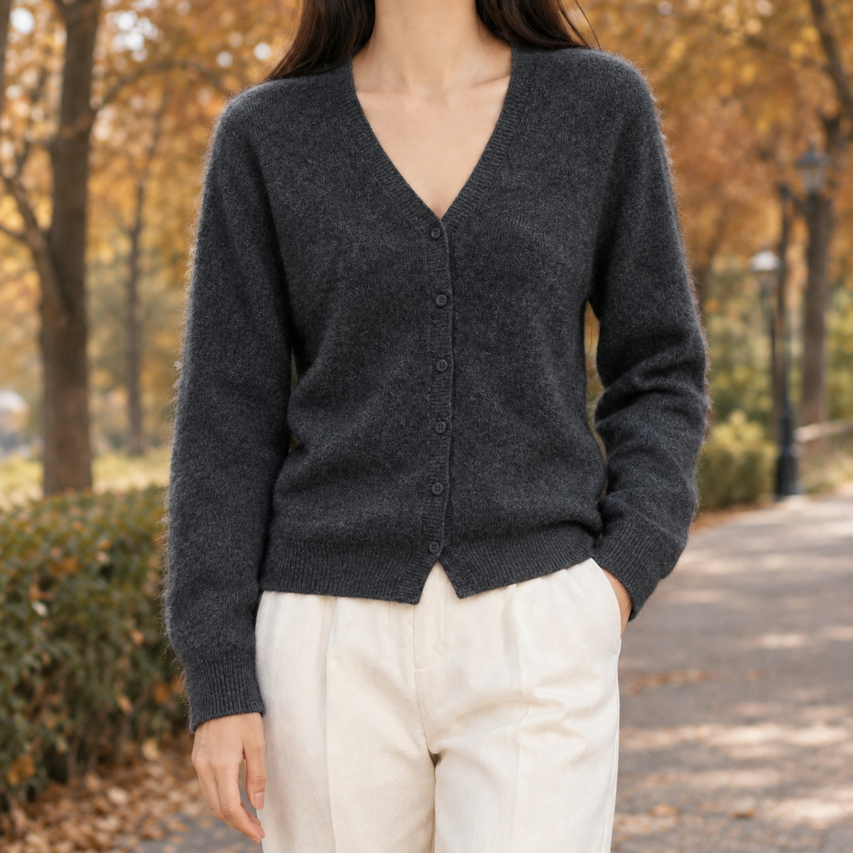 Lucinda Cashmere Cardigan - Dark Gray