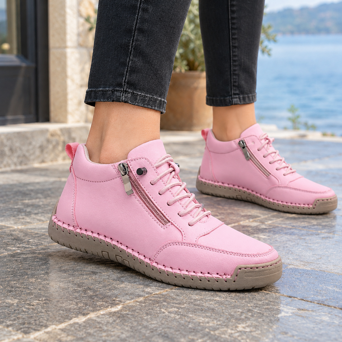 Bordoni Hand-Stitched Sneakers - Pink