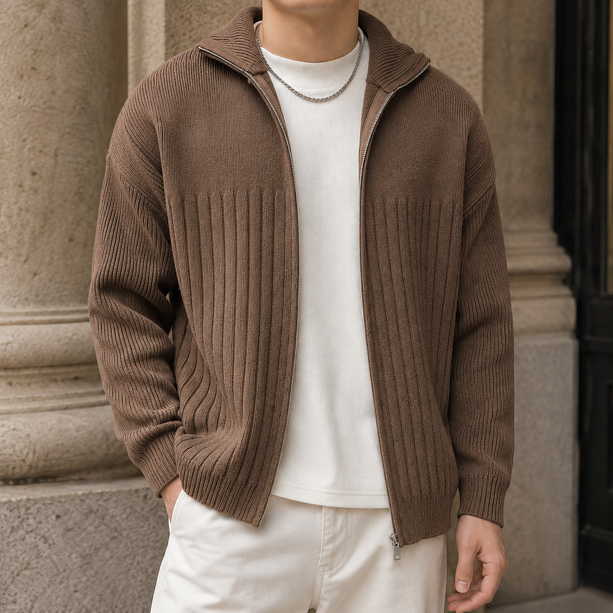 Sterling Ribbed Jacket - Brown