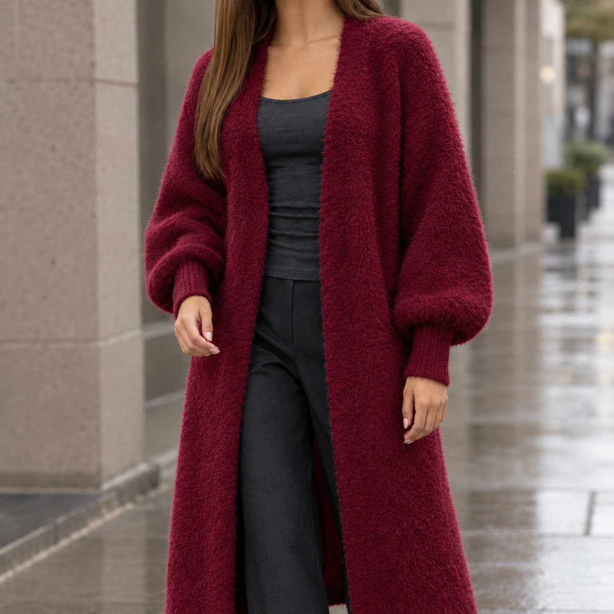 Oriane Longline Sweater - Burgundy