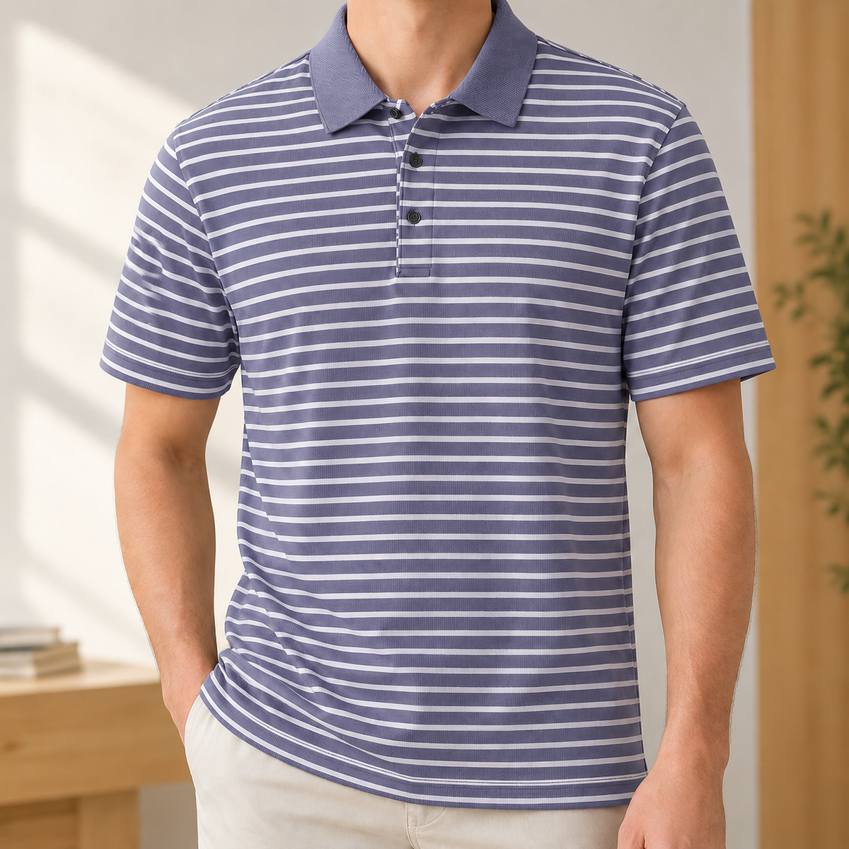 Mateo Striped Polo - Light Purple
