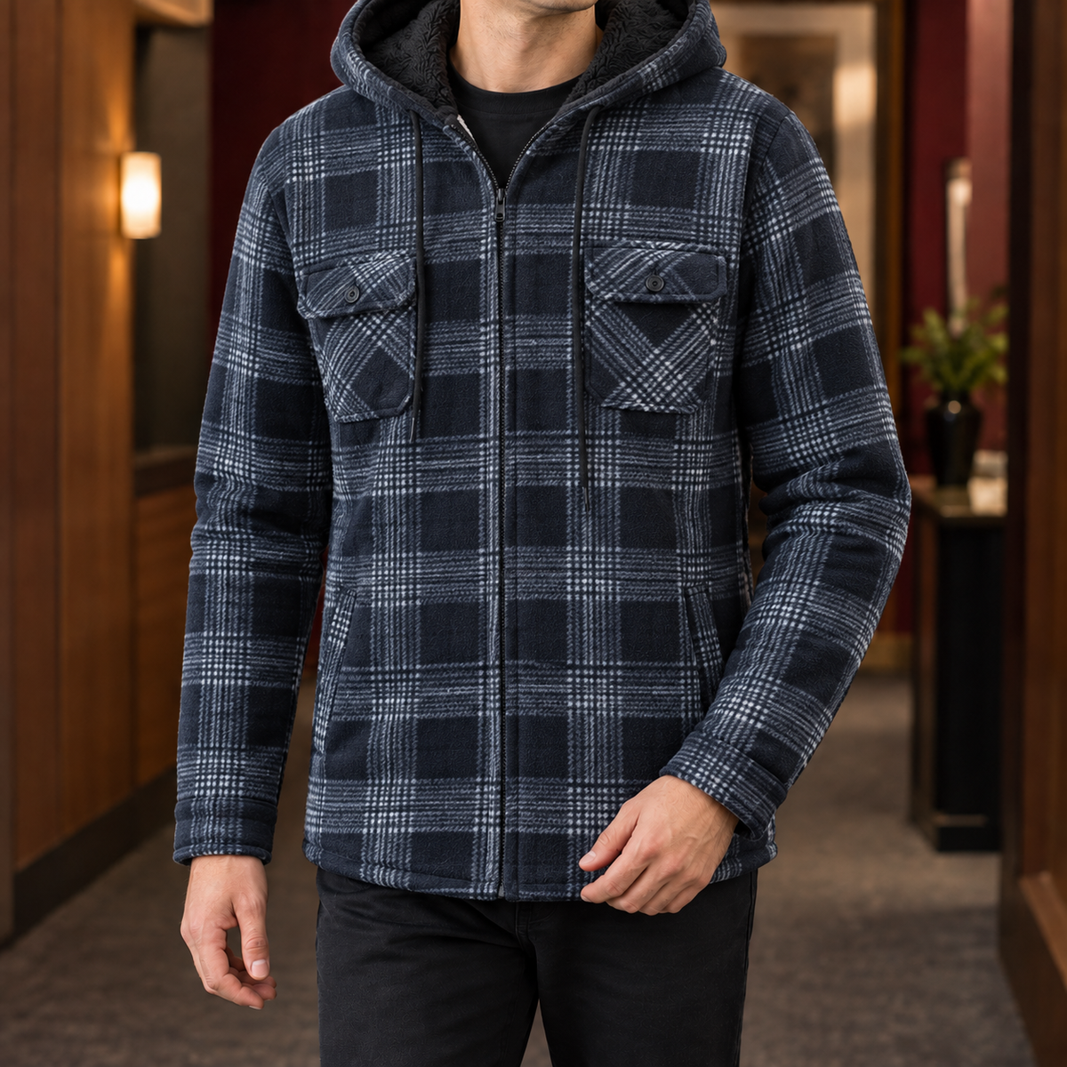 Ilario Plaid Jacket - Blue Gray