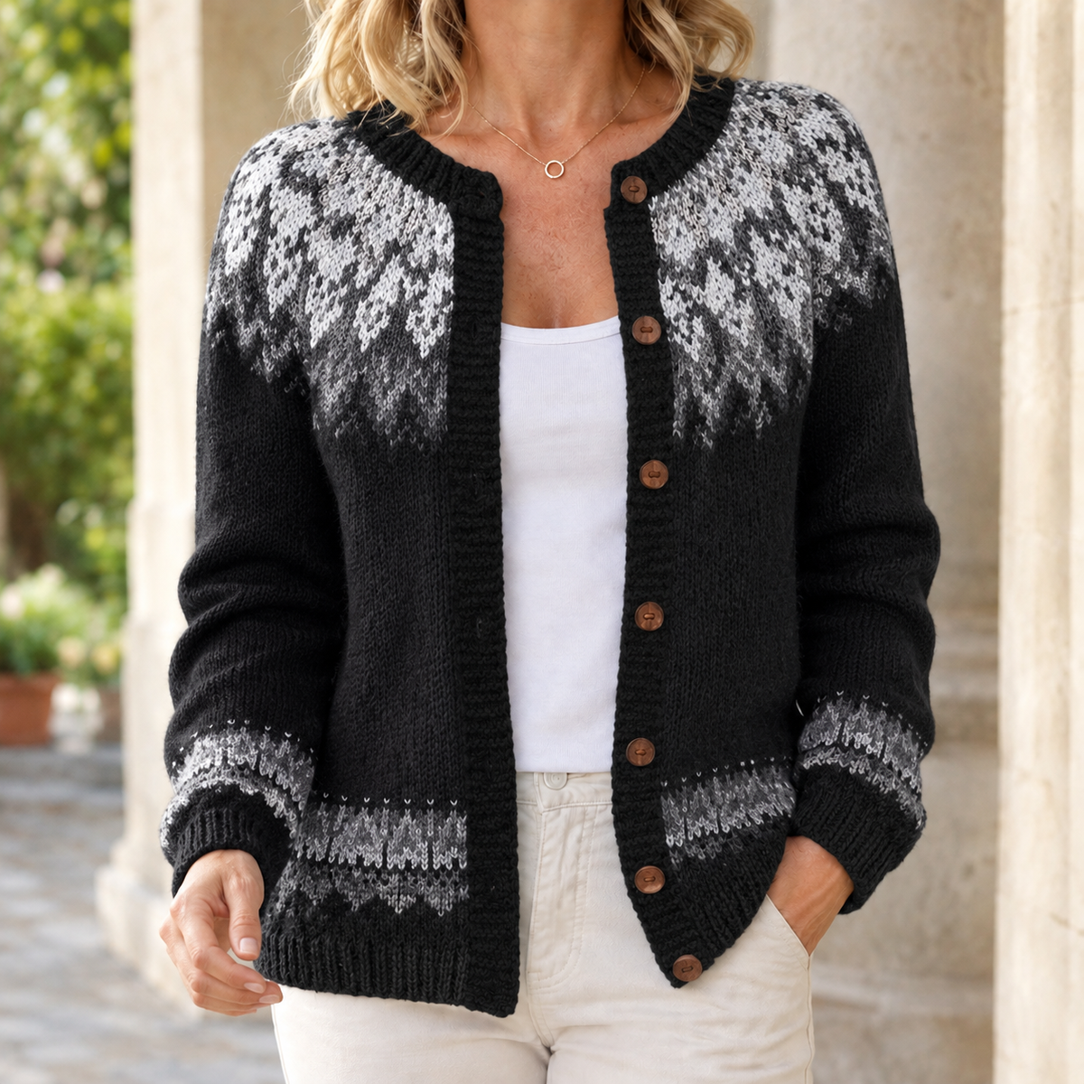 Lorelei Jacquard Cardigan - Black