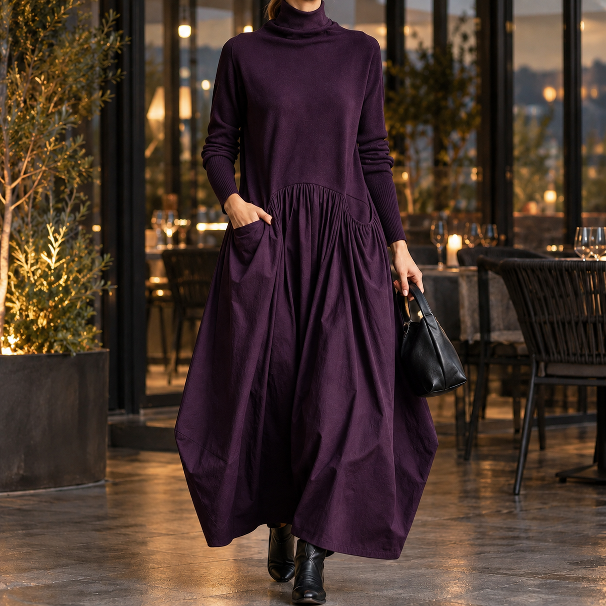 Melisande Cocoon Maxi Dress - Purple