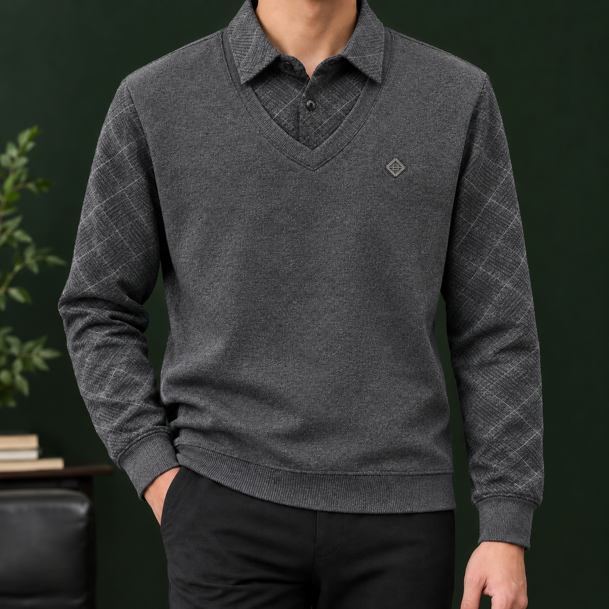 Simeon Layered Sweater - Gray