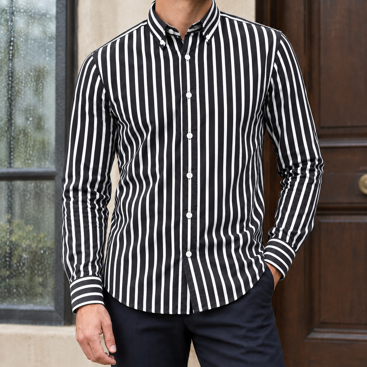 William Striped Shirt - Black