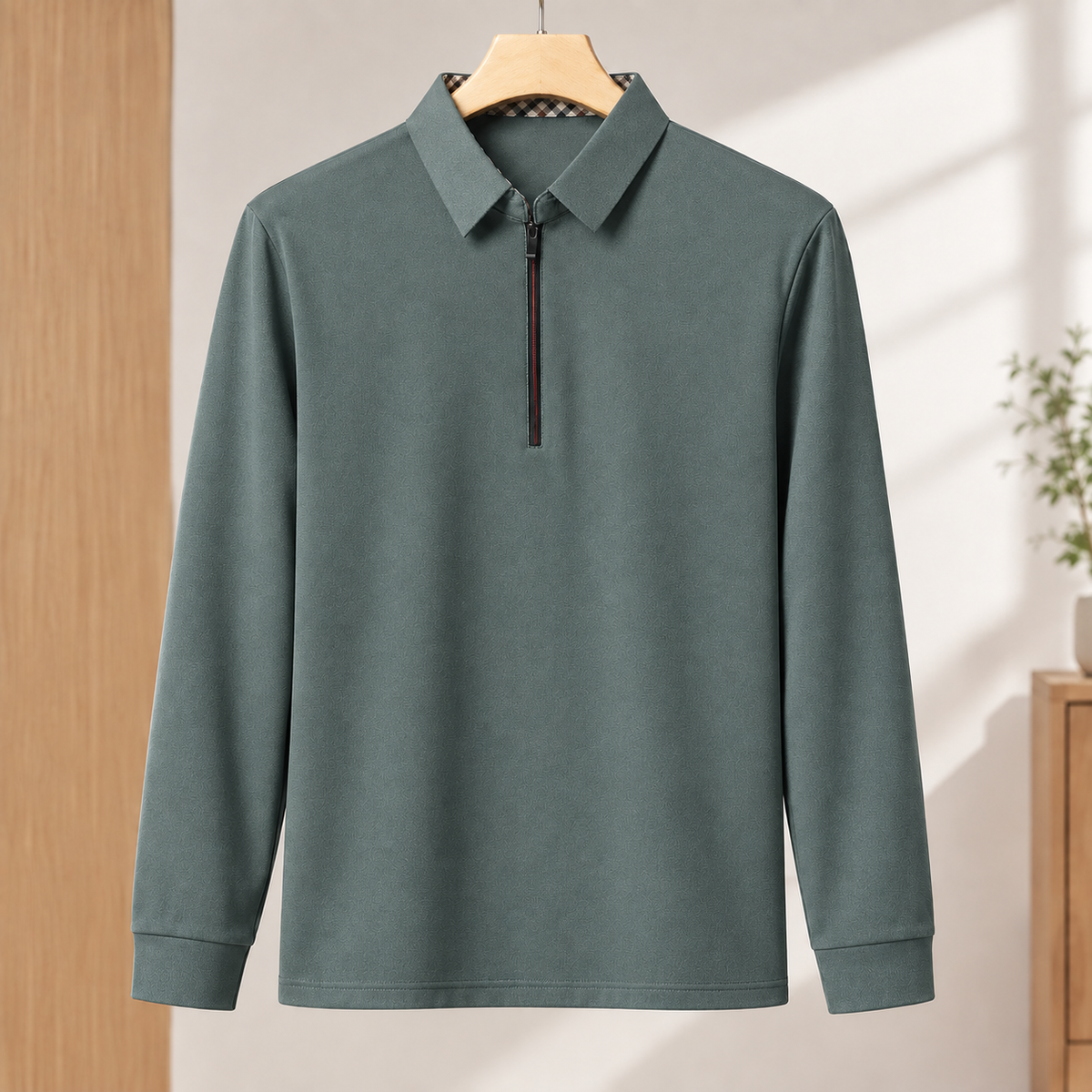 Renard Half Zip Polo - Gray Green