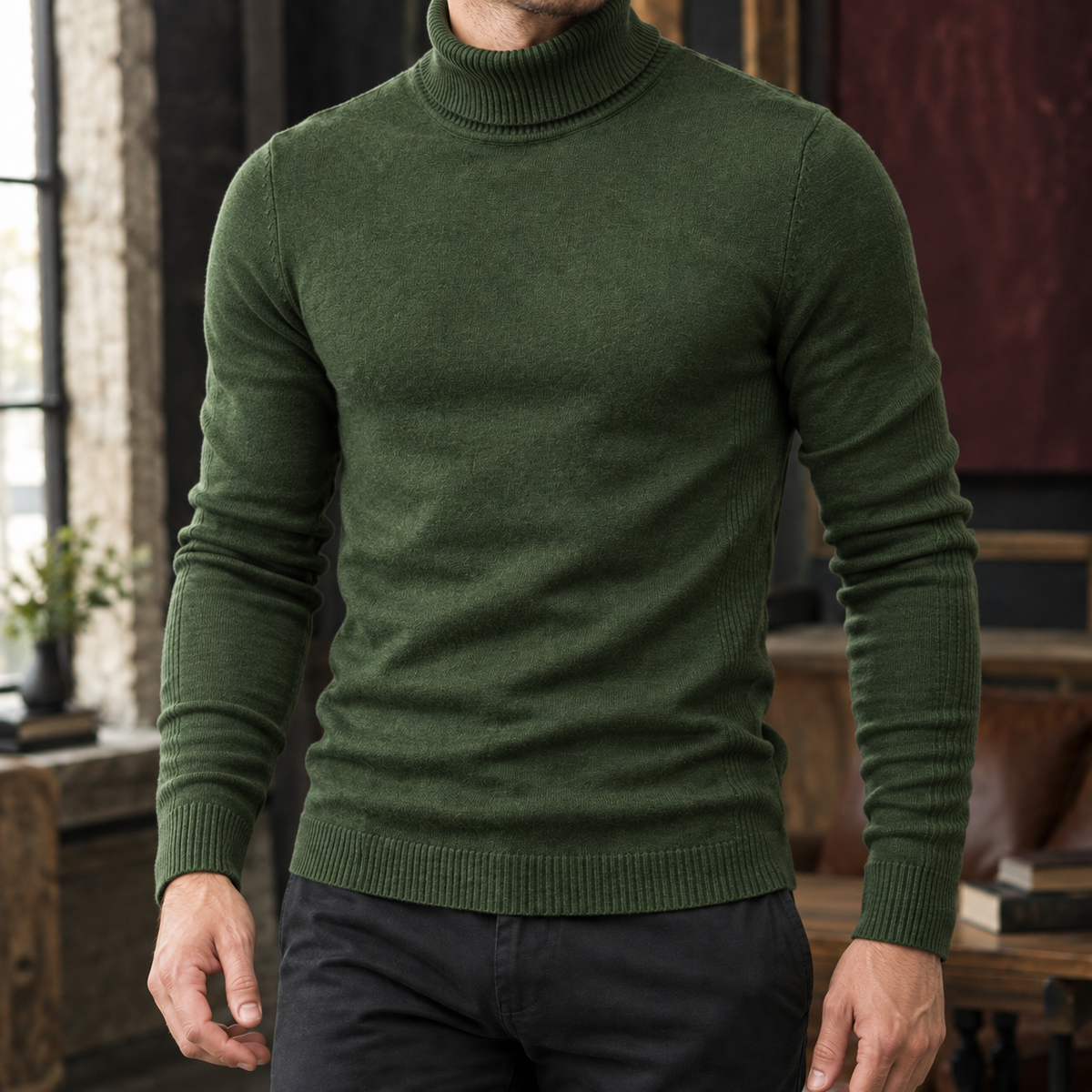 Benjamin Turtleneck Sweater - Army Green