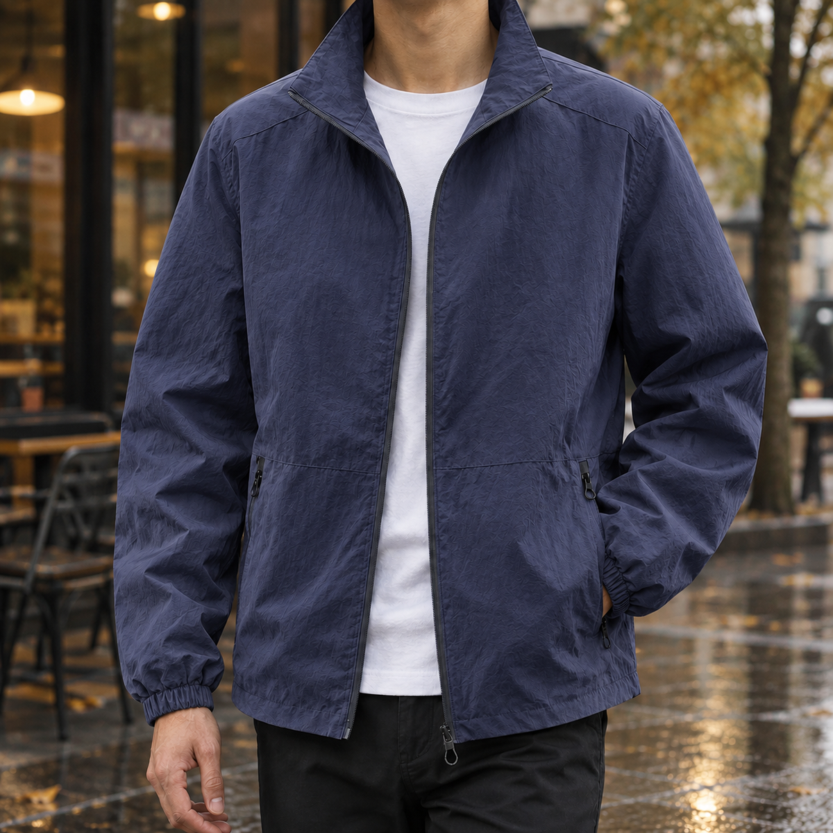 Wilfred Lightweight Zip Jacket - Dark Blue